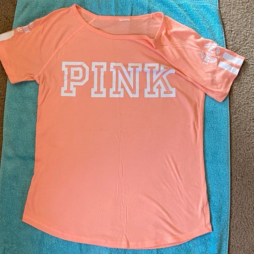 Pink Victoria Secret brand Orange t-shirt size Large